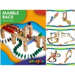 Calmado 200 Teilige Kugelbahn - Murmelbahn Set Aus Holz Für Kinder Inkl. Tasche + Anleitung -Spielzeug Förderung 28494975 05